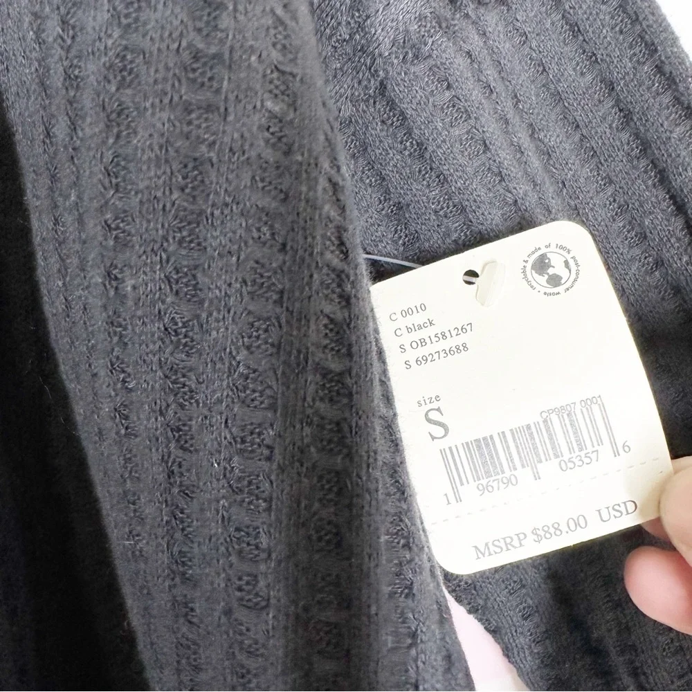 NEW Free People Juicy Thermal Black Long Sleeve Top S - Picture 10 of 12